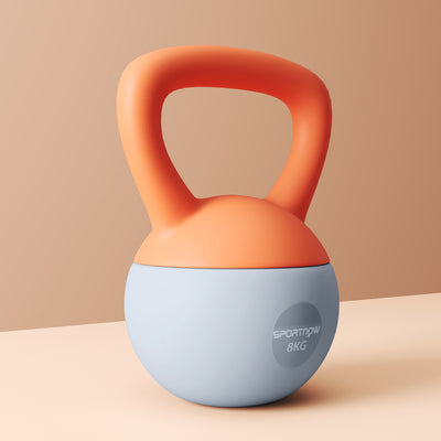 SPORTNOW Soft Kettlebell, 8kg Kettle Bell with Non-Slip Handle for Home Gym Weight Lifting and Strength Training, Orange and Grey 