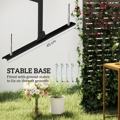 Outsunny Decorative Privacy Fence Screen, Metal Outdoor Privacy Screen Climbing Plant Trellis with Stand, 122 x 198 cm, Black 