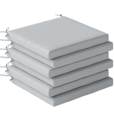 Outsunny Set of 6 Outdoor Seat Cushions with Machine Washable Cover, Water Repellent Seat Cushions Light Grey 