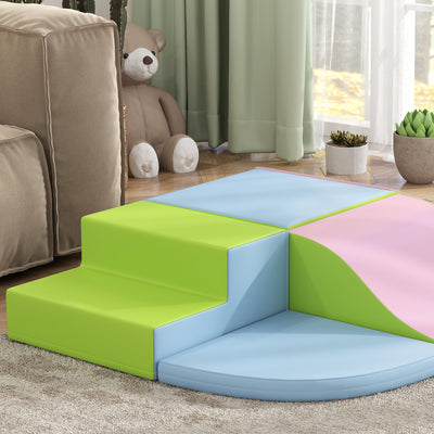 HOMCOM 6 Piece Soft Play Equipment for Kids Climb and Crawl, Pink 