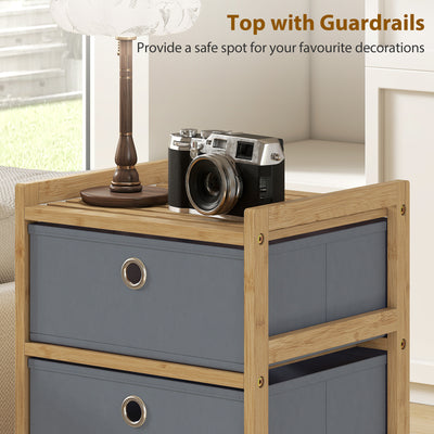 HOMCOM Chest of Drawers, 4 Fabric Drawers Narrow Dresser with Bamboo Frame, Light Grey 