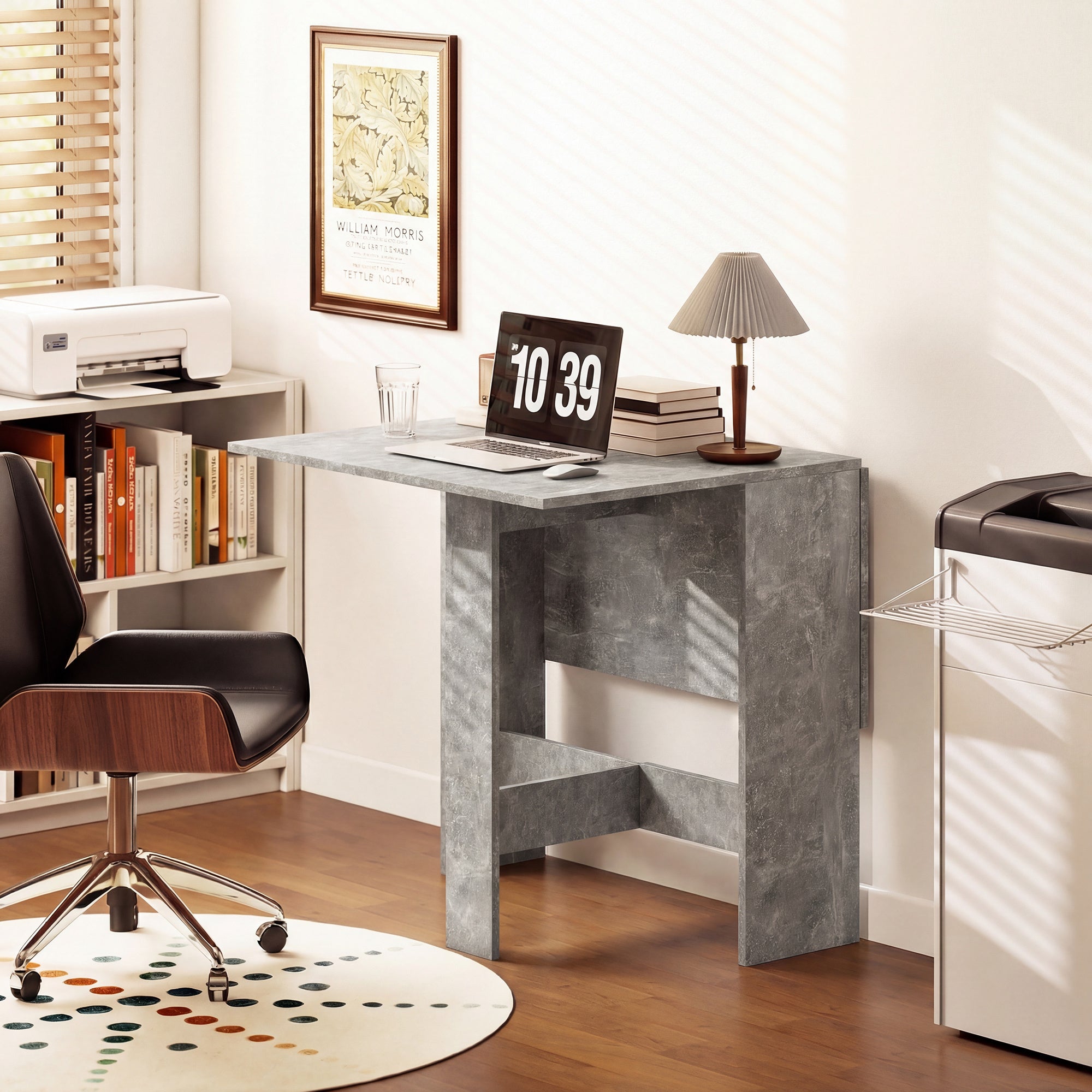 HOMCOM Folding Dining Table, Space-Saving Drop Leaf Kitchen Table for 4-6 People Grey 