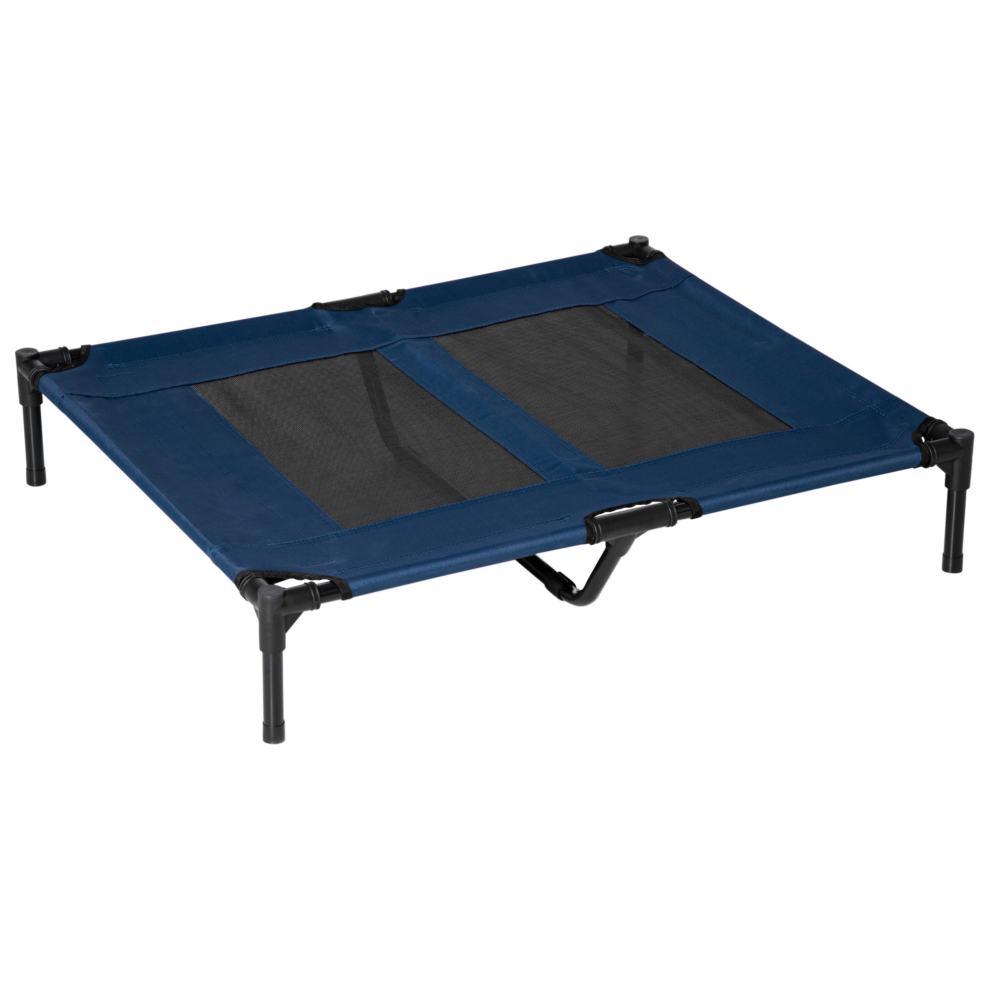 PawHut Raised Dog Bed Cat Elevated Lifted Puppy Pet Elevated Cot Portable Camping Basket – Blue (Large) 