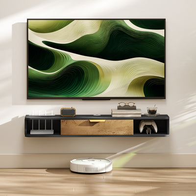 HOMCOM 120 cm Floating TV Stand with Storage - Charcoal Grey 