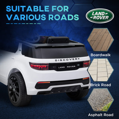 AIYAPLAY Licensed Land Rover Discovery Sport, 12V Kids Ride on Car w/ Remote Control, Lights, Music, Horn, for 3-6 Years, White 
