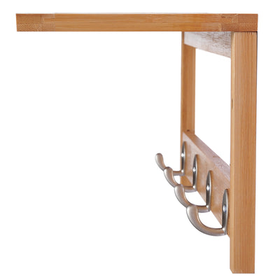 HOMCOM Wall Mounted Coat Clothes Hat Hanger 4 Hooks Rack Stand with Rail & Storage Shelf for Hallway Entryway Bedroom Bathroom 