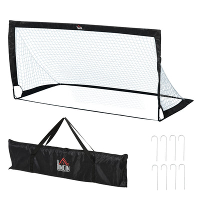 HOMCOM Set of 2 Football Goal Net 6 x 3 ft Foldable Outdoor Sport Training Teens Adults Football with Carrying Bag Black 