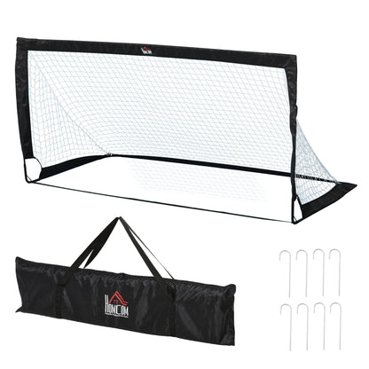 HOMCOM Set of 2 Football Goal Net 6 x 3 ft Foldable Outdoor Sport Training Teens Adults Football with Carrying Bag Black 