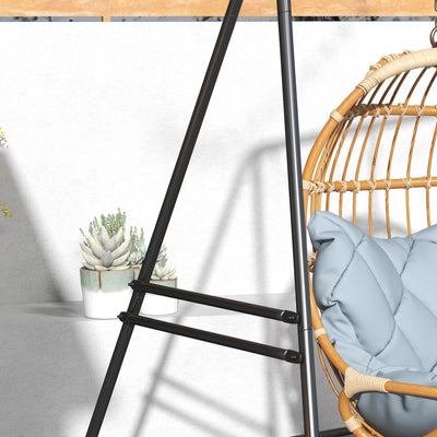 Outsunny Hammock Chair Stand, Hanging Heavy Duty Metal Frame Hammock Stand for Hanging Hammock Air Porch Swing Chair, Egg Chair, Black 