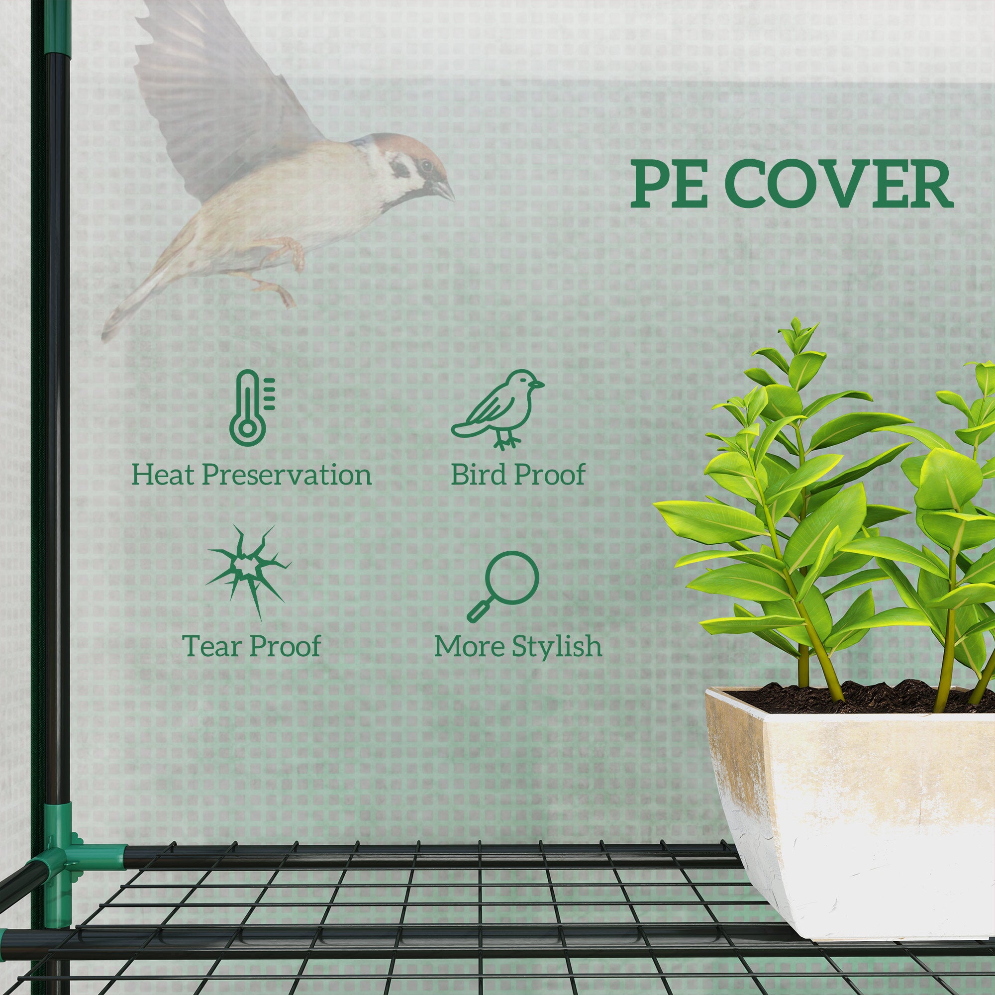 Outsunny 46 x 215cm Nine-Shelf Greenhouse - Green 