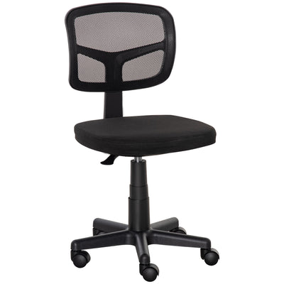 Vinsetto Small Office Chair without Arms, Ergonomic Swivel Mesh Desk Chair with Curved Back and Wheels, Height Adjustable, for Home Vanity Computer Dressing Table Study Bedroom, Holds Up to 120 kg 