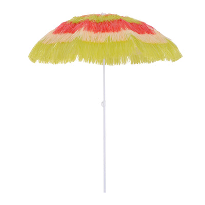 Outsunny 1.6m Patio Garden Hawaii Beach Sun Umbrella Sunshade Hawaiian Folding Tilting Crank Parasol (Multicolor) 