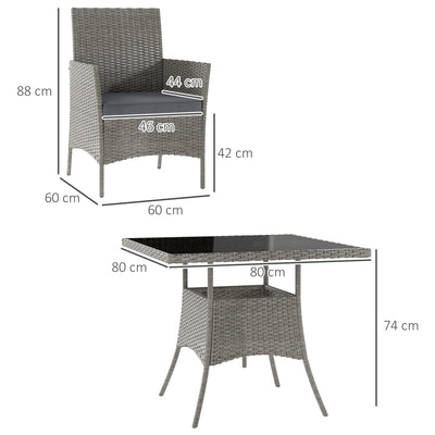 Outsunny Five-Pieces Rattan Dining Set - Light Grey 