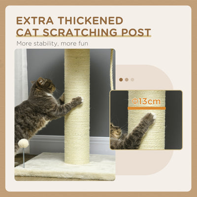 PawHut Cat Tree, with Sisal Wrapped Scratching Post - Cream 