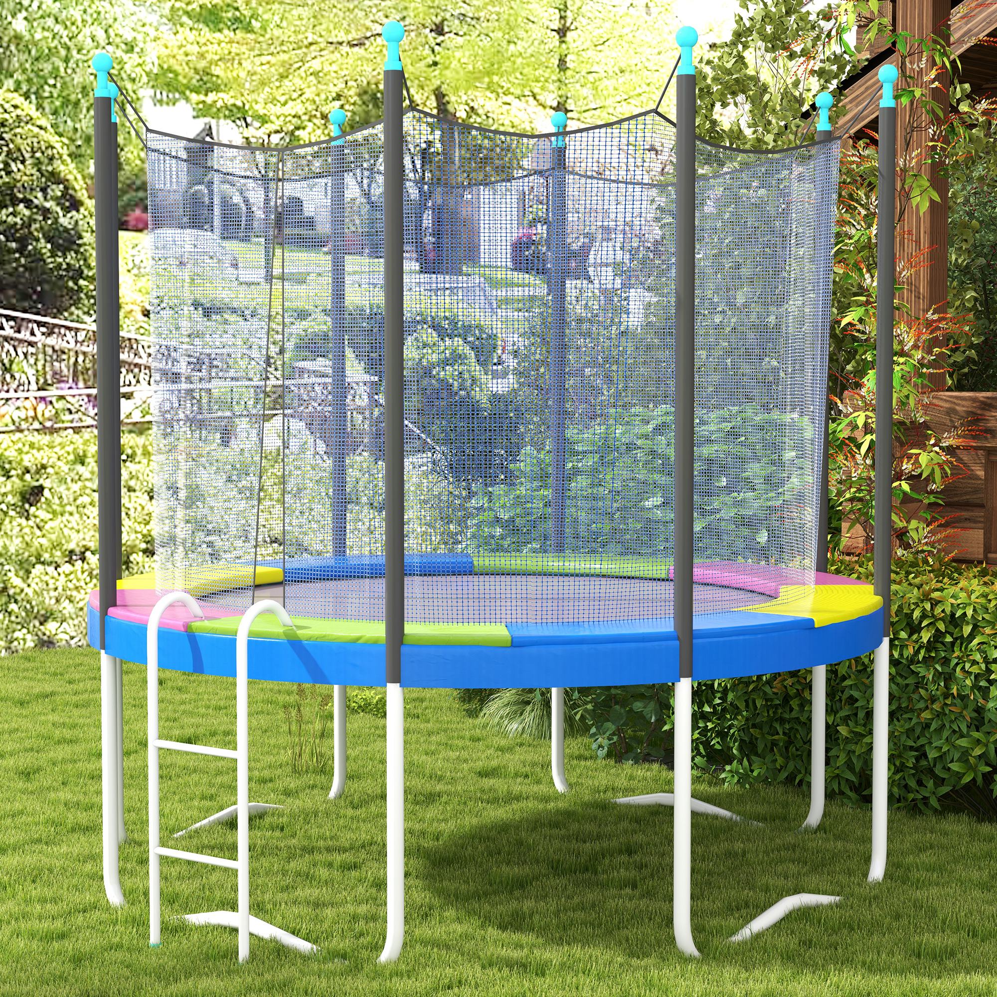 SPORTNOW 8FT Trampoline Spring Cover, Plastic Trampoline Pad Replacement with Elastic Cord, Waterproof, UV Resistant and Tear-Resistant, Multi-Colored 