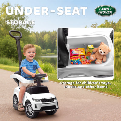 AIYAPLAY Land Rover Discovery Licensed Baby Push Car, 2-in-1 Ride on Car with Push Handle and Safety Guardrail, White 