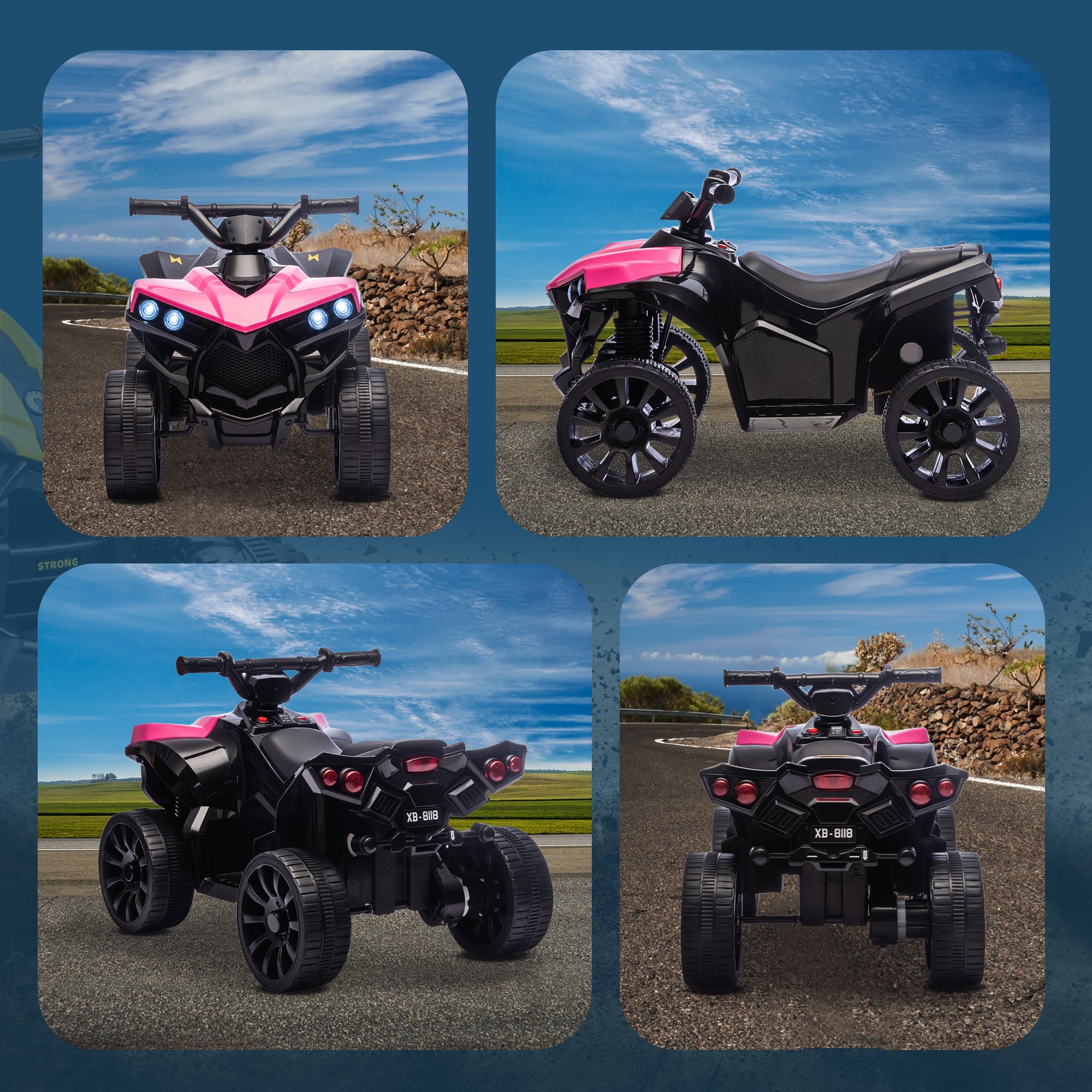 AIYAPLAY 6V Kids ATV, 4 Wheeler Electric Ride on Car with Music and LED Headlights, for Ages 3-8 Years Boys and Girls, Pink