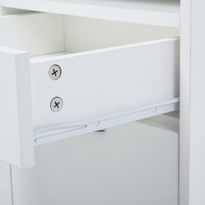 HOMCOM 60cm Filing Cabinet with Drawer, Open Shelf, Metal Handles and 4 Wheels, Office Home Organiser Mobile Printer, White 