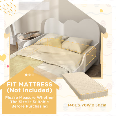 AIYAPLAY Cloud-Themed Toddler Bed Frame with Safety Rails, 143.5 x 74.5 x 56cm 