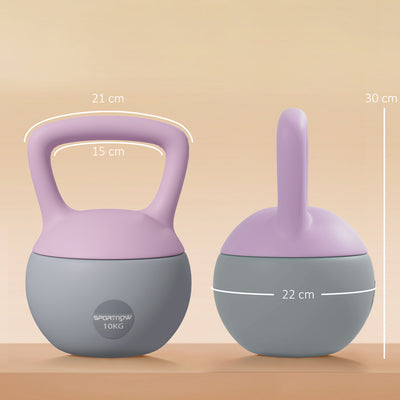 SPORTNOW Soft Kettlebell, 10kg Kettle Bell with Non-Slip Handle for Home Gym Weight Lifting and Strength Training, Purple and Grey 