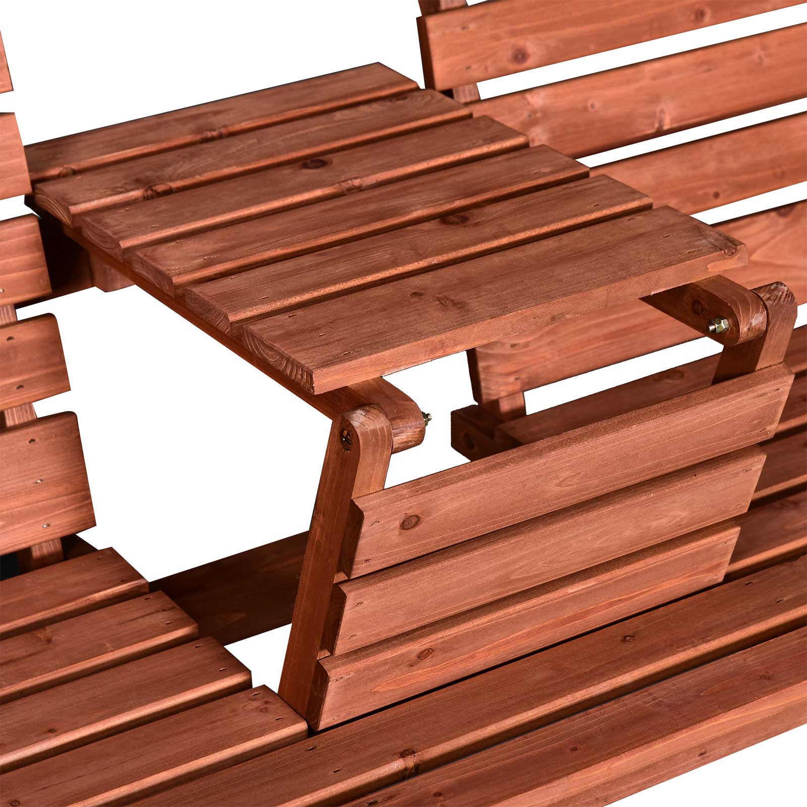 Outsunny Fir Wood Convertible 2 to 3 Seater Outdoor Garden Bench Wood Tone 