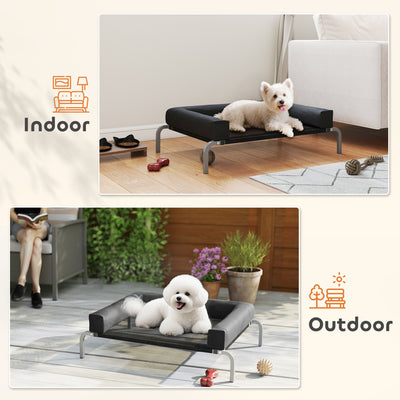 PawHut Elevated Dog Bed with Removable Bolsters, Raised Dog Bed for Small Breeds, Portable Indoor & Outdoor Pet Cots, Black 