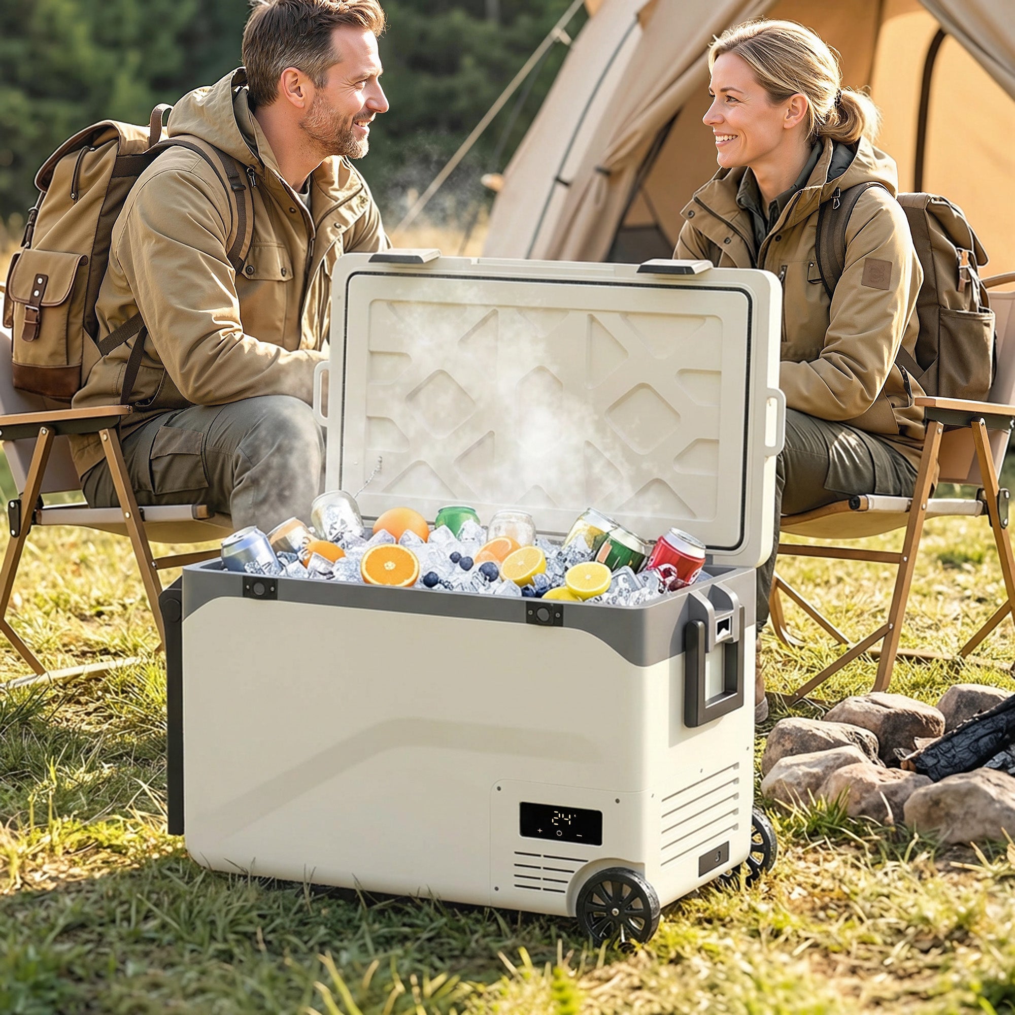 Outsunny 42.5L Compressor Car Fridge Freezer, Camping Refrigerator with App Control, 20℃-20℃ 