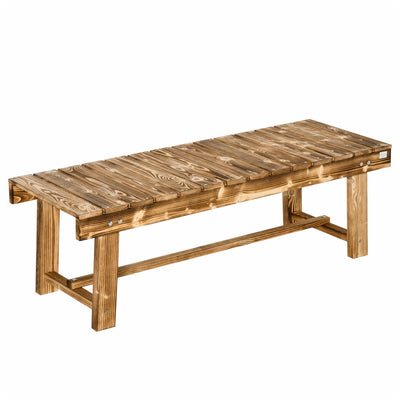Outsunny 1 Piece 2-seater Outdoor Indoor Wooden Garden Bench Fir Patio Loveseat, 110L x 38W x 35Hcm, Carbonised 
