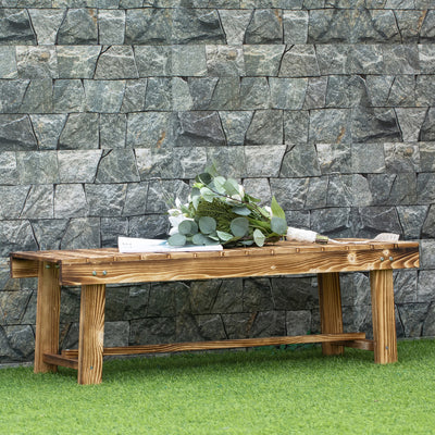 Outsunny 1 Piece 2-seater Outdoor Indoor Wooden Garden Bench Fir Patio Loveseat, 110L x 38W x 35Hcm, Carbonised 