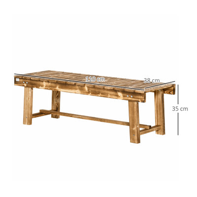 Outsunny 1 Piece 2-seater Outdoor Indoor Wooden Garden Bench Fir Patio Loveseat, 110L x 38W x 35Hcm, Carbonised 