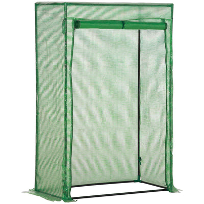 Outsunny 100 x 50 x 150cm Tomato Greenhouse Steel Frame PE Cover with Roll-up Door Outdoor for Backyard, Balcony, Garden, Green 