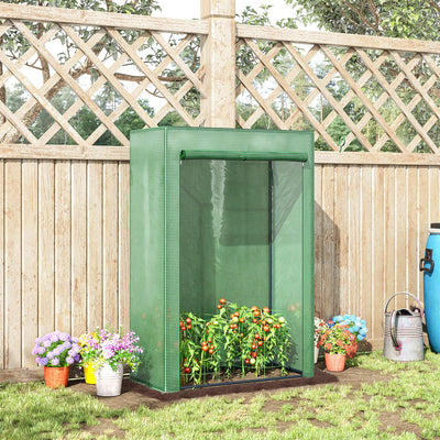 Outsunny 100 x 50 x 150cm Tomato Greenhouse Steel Frame PE Cover with Roll-up Door Outdoor for Backyard, Balcony, Garden, Green 