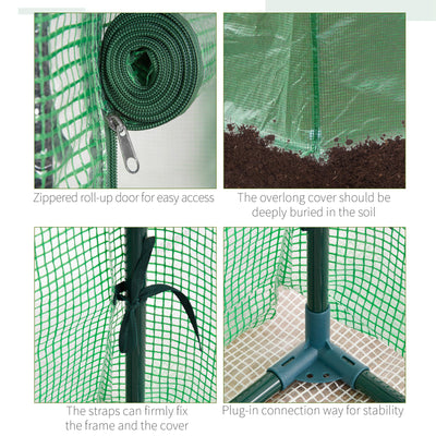 Outsunny 100 x 50 x 150cm Tomato Greenhouse Steel Frame PE Cover with Roll-up Door Outdoor for Backyard, Balcony, Garden, Green 