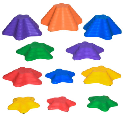 Outsunny 11-Piece Balance Stepping Stones for Kids Starfish Style Non-slip Obstacle Course Stackable Balance Blocks Garden Toys Encourage Toddler Balance Indoor Outdoor - Multicoloured 
