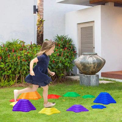 Outsunny 11-Piece Balance Stepping Stones for Kids Starfish Style Non-slip Obstacle Course Stackable Balance Blocks Garden Toys Encourage Toddler Balance Indoor Outdoor - Multicoloured 