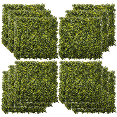 Outsunny 12PCS Artificial Boxwood Wall Panels 50cm x 50cm Grass Privacy Fence Screen Faux Hedge Greenery Backdrop Encrypted Milan Grass for Home Garden Backyard Balcony 