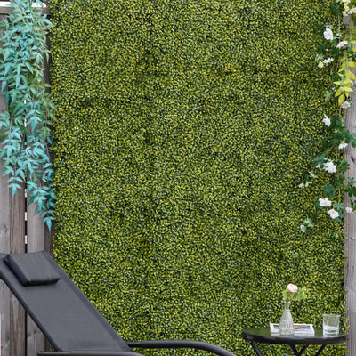 Outsunny 12PCS Artificial Boxwood Wall Panels 50cm x 50cm Grass Privacy Fence Screen Faux Hedge Greenery Backdrop Encrypted Milan Grass for Home Garden Backyard Balcony 