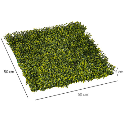 Outsunny 12PCS Artificial Boxwood Wall Panels 50cm x 50cm Grass Privacy Fence Screen Faux Hedge Greenery Backdrop Encrypted Milan Grass for Home Garden Backyard Balcony 