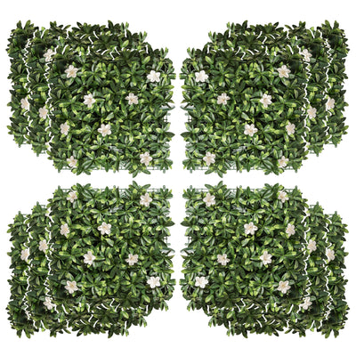 Outsunny 12PCS Artificial Boxwood Wall Panels 50cm x 50cm Rhododendron Privacy Fence Screen Faux Hedge Greenery Backdrop for Home Garden Backyard Balcony 