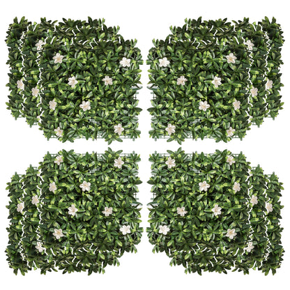 Outsunny 12PCS Artificial Boxwood Wall Panels 50cm x 50cm Rhododendron Privacy Fence Screen Faux Hedge Greenery Backdrop for Home Garden Backyard Balcony 