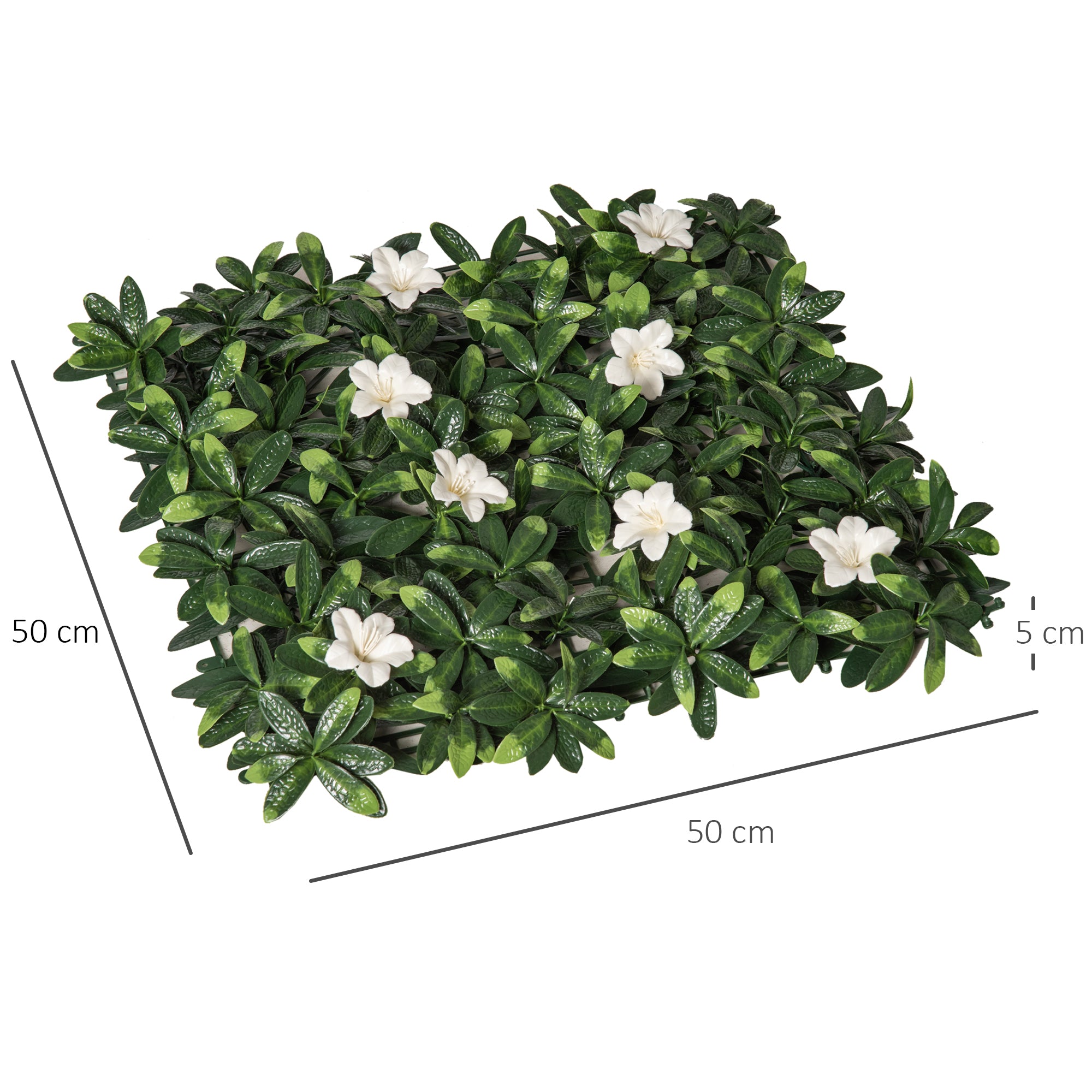 Outsunny 12PCS Artificial Boxwood Wall Panels 50cm x 50cm Rhododendron Privacy Fence Screen Faux Hedge Greenery Backdrop for Home Garden Backyard Balcony 