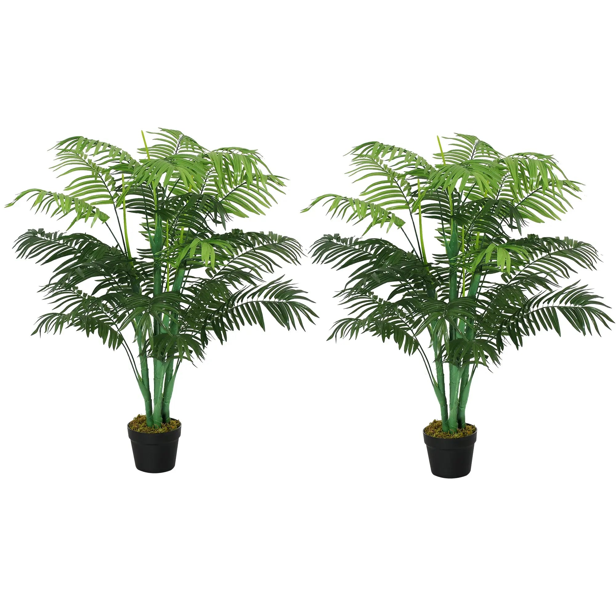 Outsunny 2 Pack Artificial Plant Palm Tree in Pot, Fake Plants for Home Indoor Outdoor Decor, 125cm, Green 