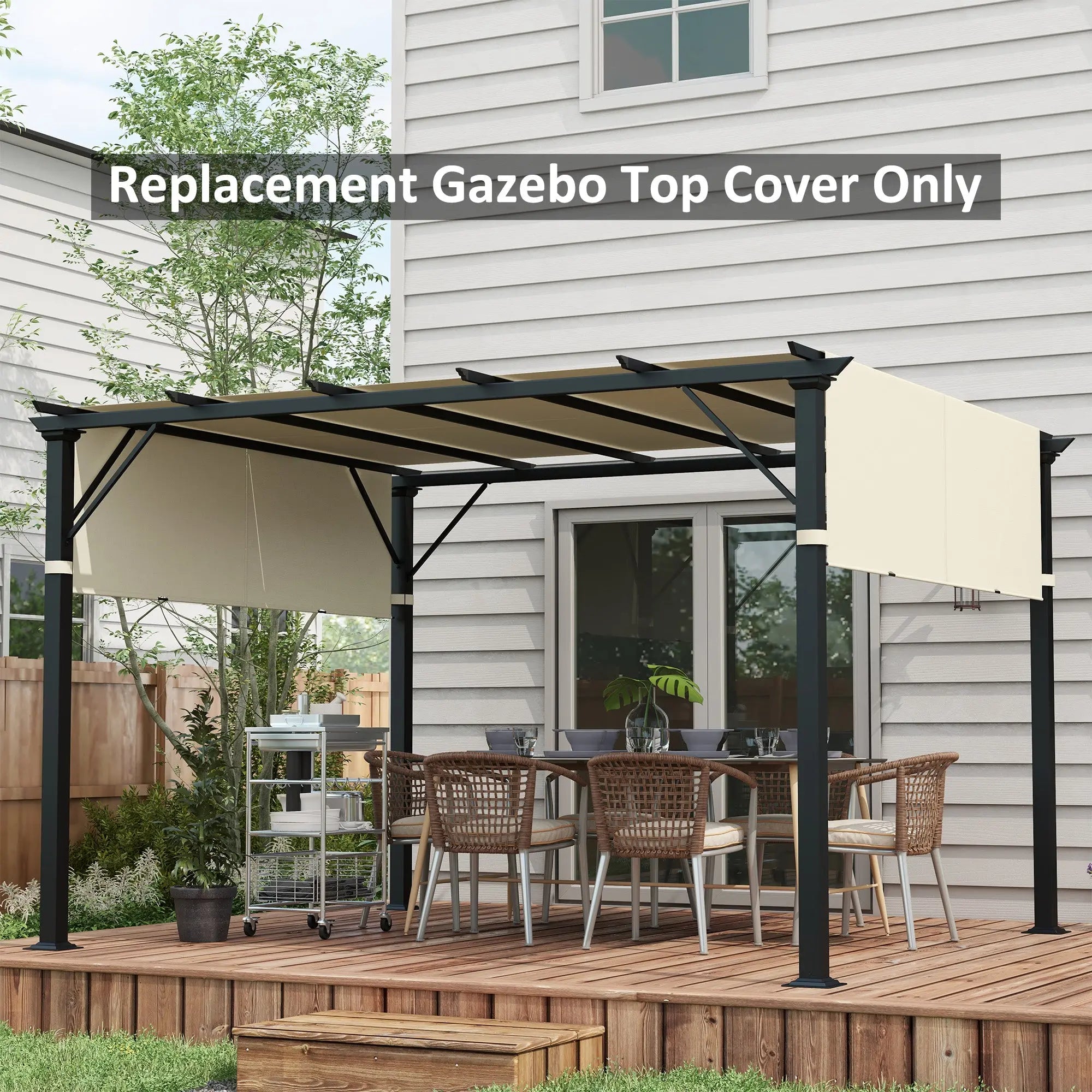 Outsunny 2 Pcs UV Protection Pergola Replacement Canopy, Pergola Shade Cover, Easy to Install, for 3 x 3(m) Pergola, Cream White 
