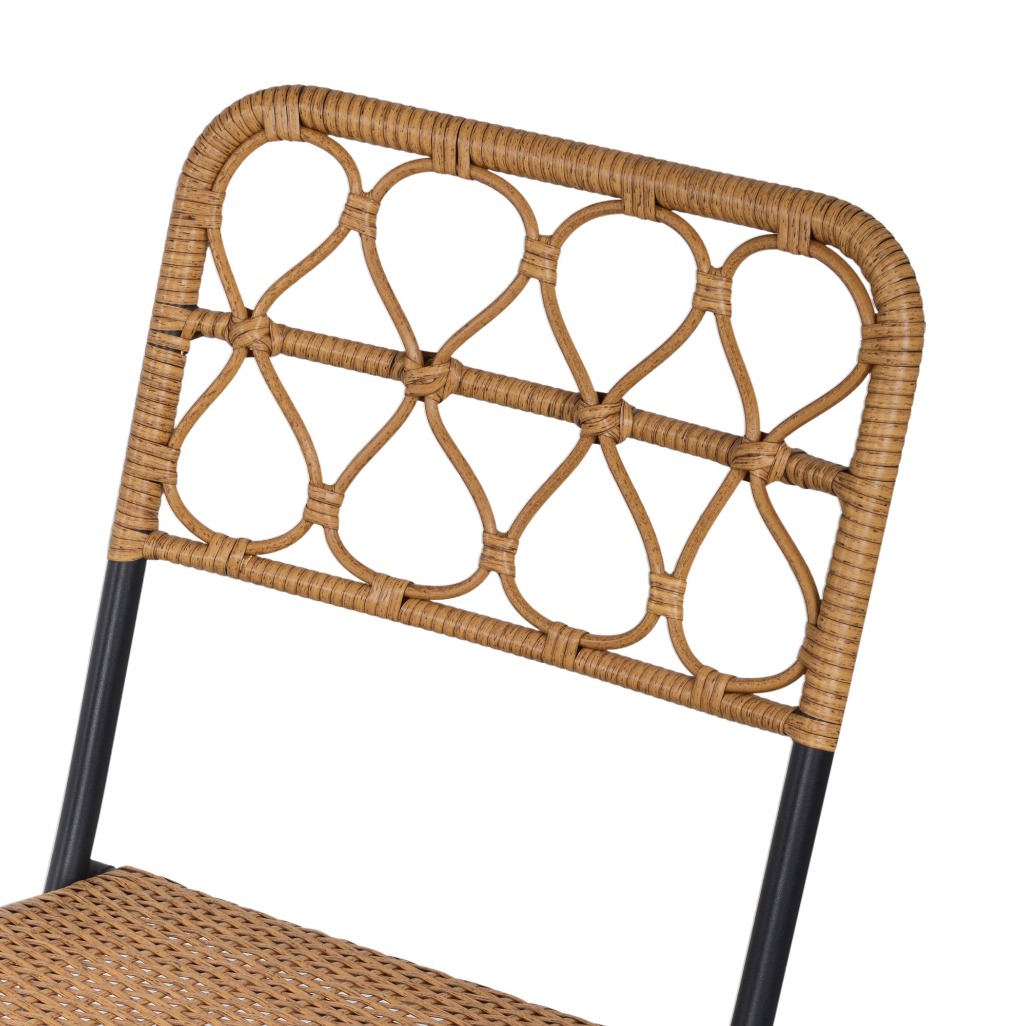 Outsunny 2 Seater Foldable Rattan Wicker Bistro Set, Coffee Table and Chairs, Natural 