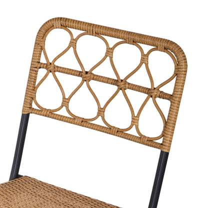 Outsunny 2 Seater Foldable Rattan Wicker Bistro Set, Coffee Table and Chairs, Natural 