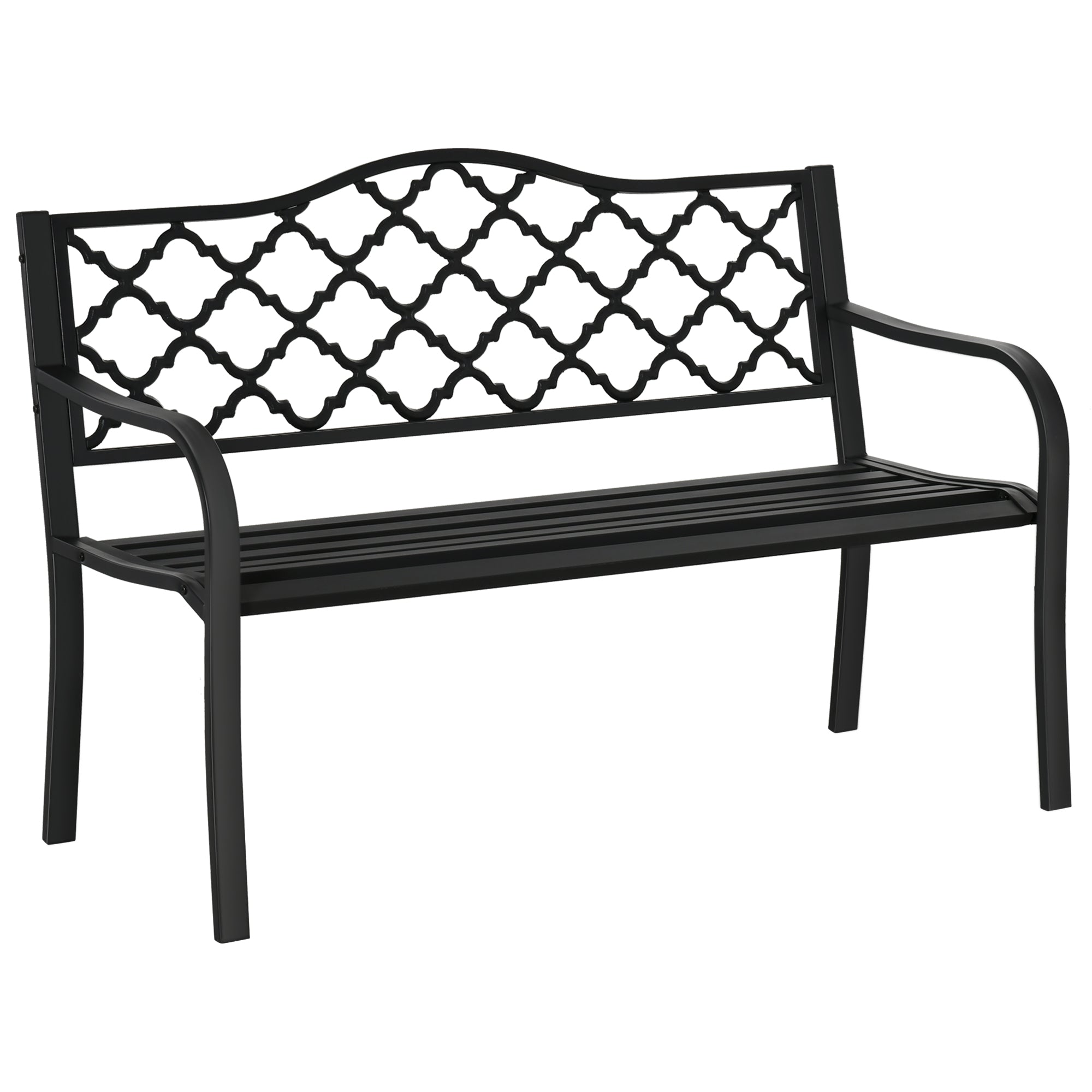 Outsunny 2-Seater Garden Bench Antique Loveseat for Yard, Lawn, Porch, Patio, Steel 