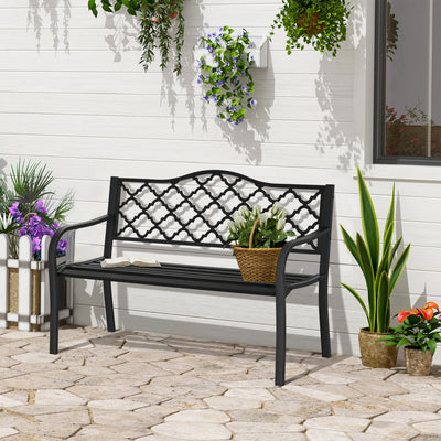 Outsunny 2-Seater Garden Bench Antique Loveseat for Yard, Lawn, Porch, Patio, Steel 