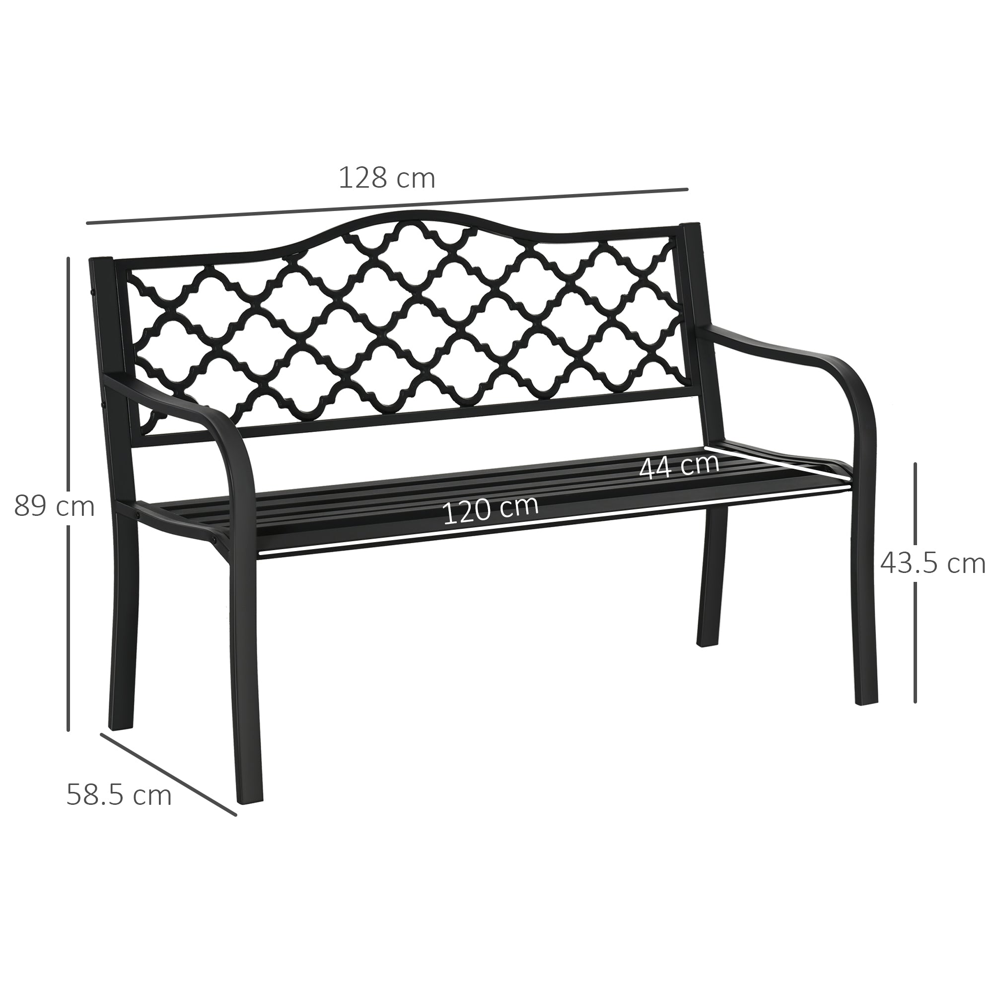 Outsunny 2-Seater Garden Bench Antique Loveseat for Yard, Lawn, Porch, Patio, Steel 