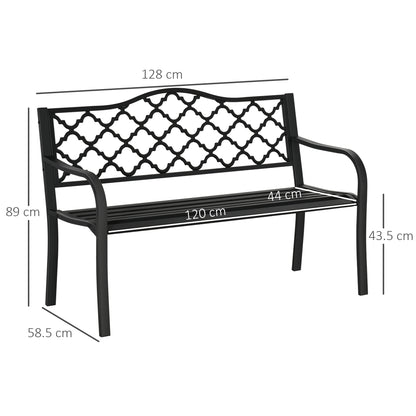 Outsunny 2-Seater Garden Bench Antique Loveseat for Yard, Lawn, Porch, Patio, Steel 