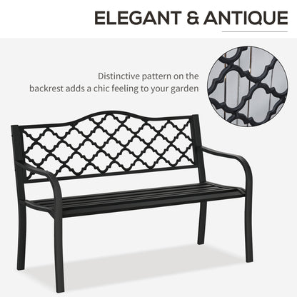 Outsunny 2-Seater Garden Bench Antique Loveseat for Yard, Lawn, Porch, Patio, Steel 